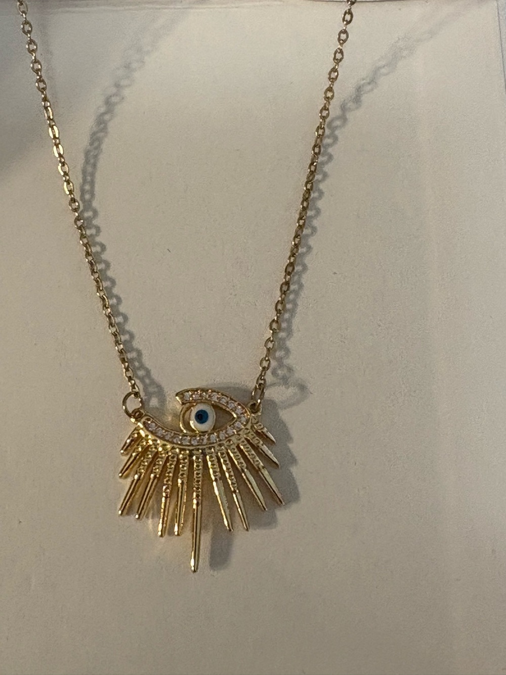 Necklace- Evil Eye Stainless Steel Gold Tone  Pendant Zirconia Stone Necklaces a